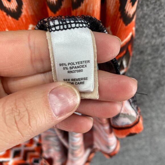 Cato Top Women 18/20W Plus Orange Striped Short Sleeve Round Neck Pullover - Picture 4 of 7